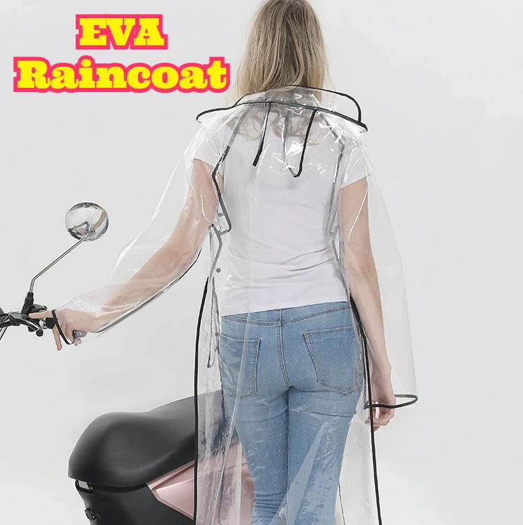 Cycling To Commute - Transparent EVA Belted Long Raincoat Trim